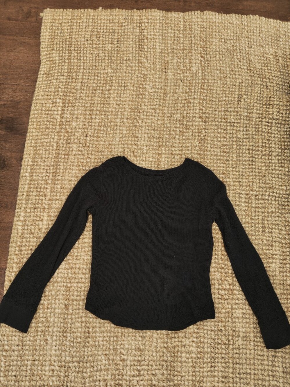 Old Navy Black Ribbed Long-Sleeve Kids Tee